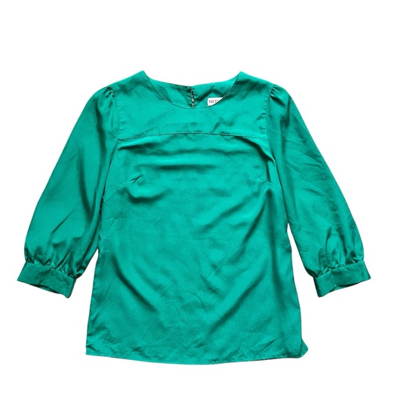 Merona Tops - Merona Teal Scoop Neck Peplum Sleeve Tunic Size XS